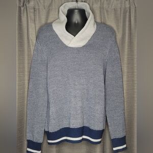 Banana Republic Large Men's Jumper Sweater Shawl Neck Blue and Grey